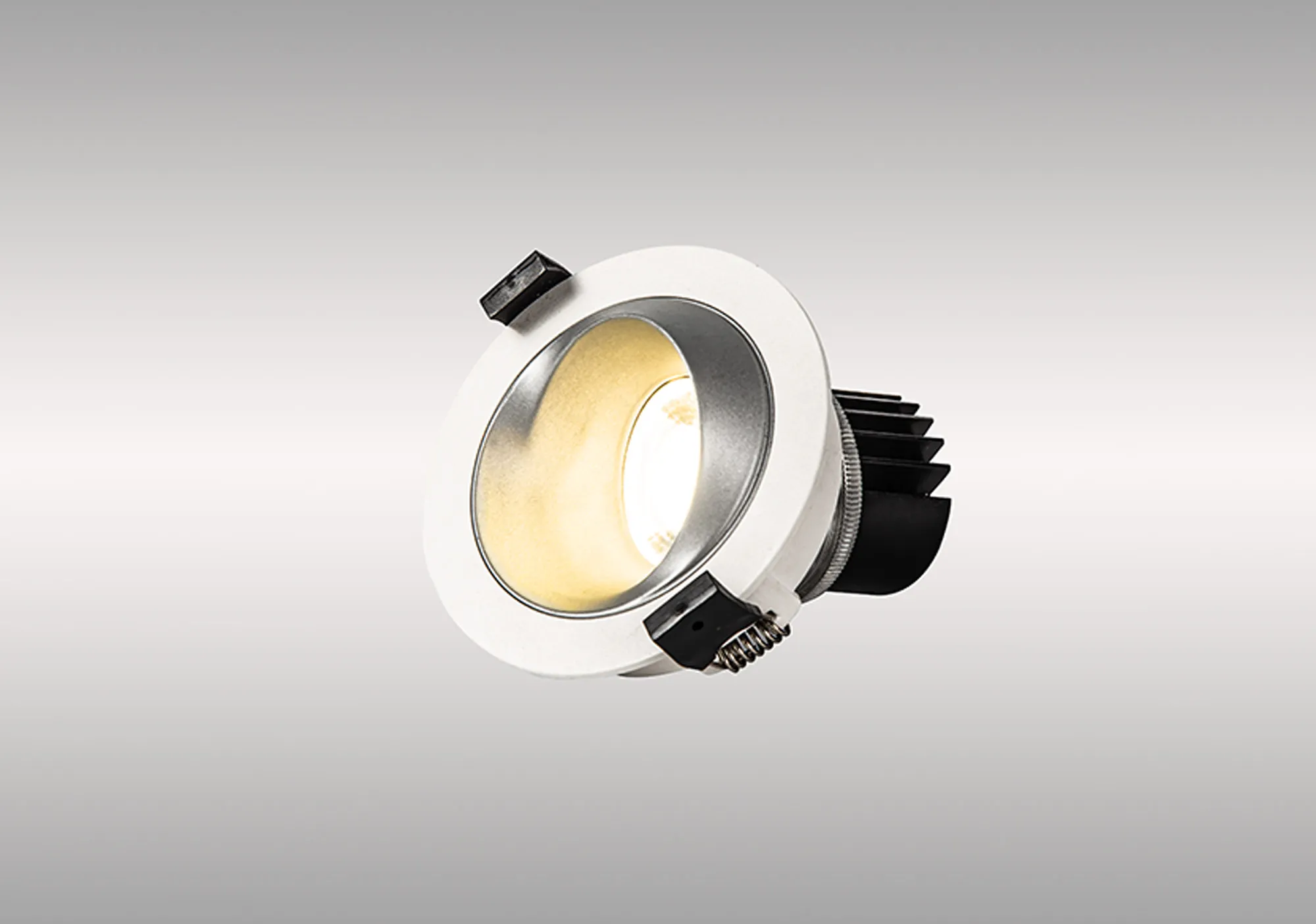 DM202380  Bonia 9 Powered by Tridonic 9W 840lm 3000K 36° LED Engine,250mA White/Silver 27° Angled Round Downlight , DRIVER NOT INC. 5yrs Warranty